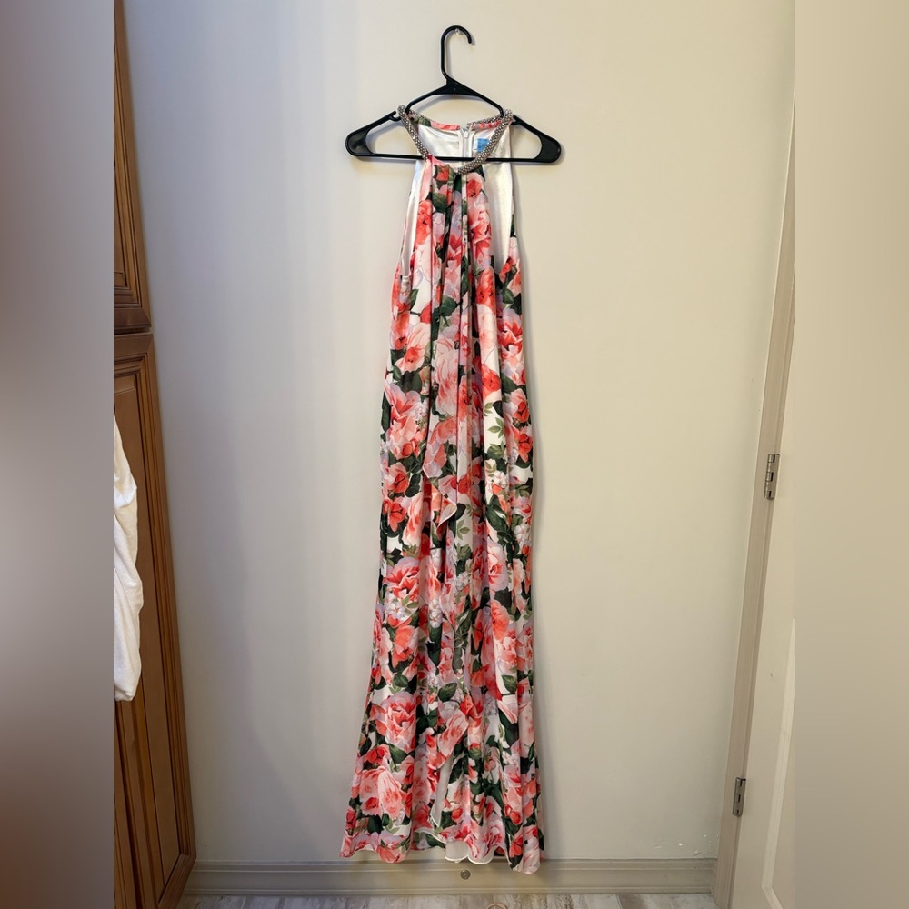 Calvin Klein Pink and Green Floral Maxi Dress
